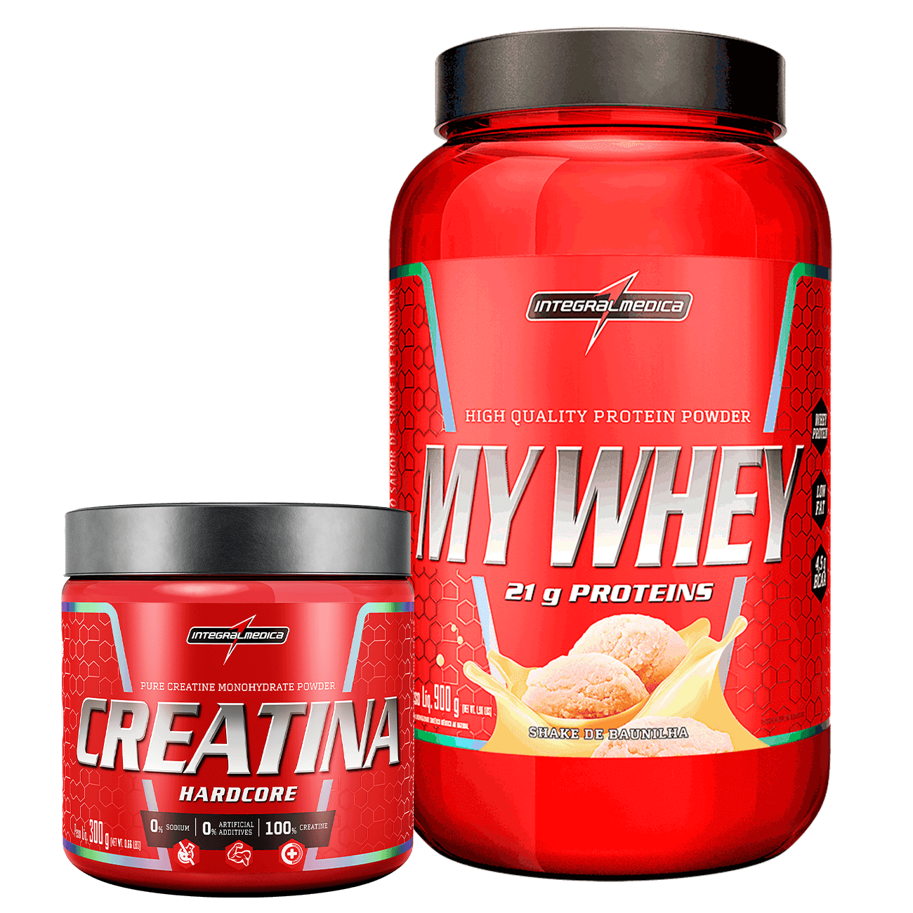 Kit My Whey Baunilha 900g + Creatina 100% Pura 300g
