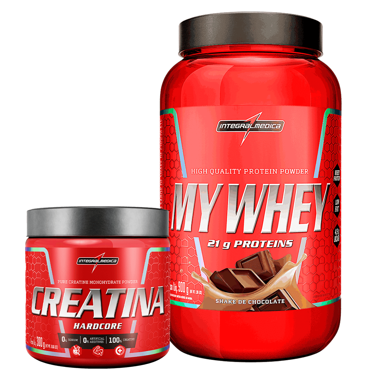 Kit My Whey Chocolate 900g + Creatina 100% Pura 300g