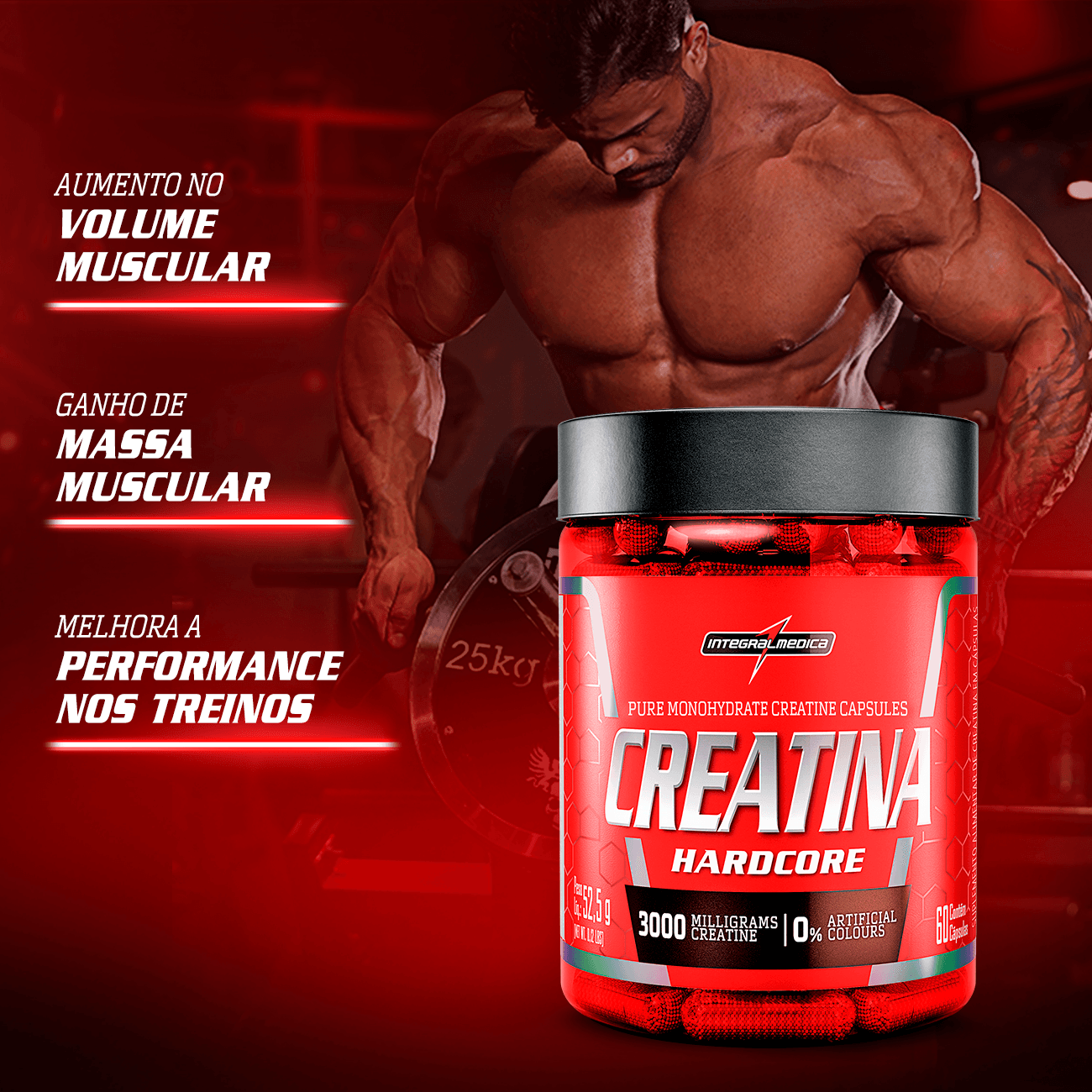 Creatina 100% Pura 60 Cápsulas