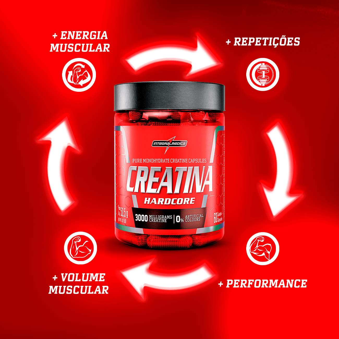 Creatina 100% Pura 60 Cápsulas