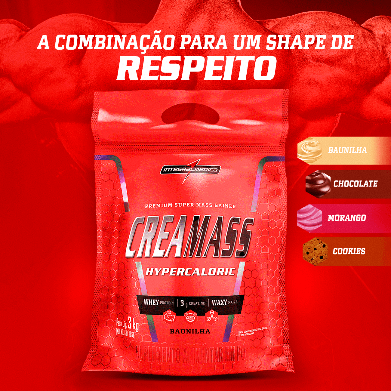 Creamass Hipercalorico com Creatina 3Kg