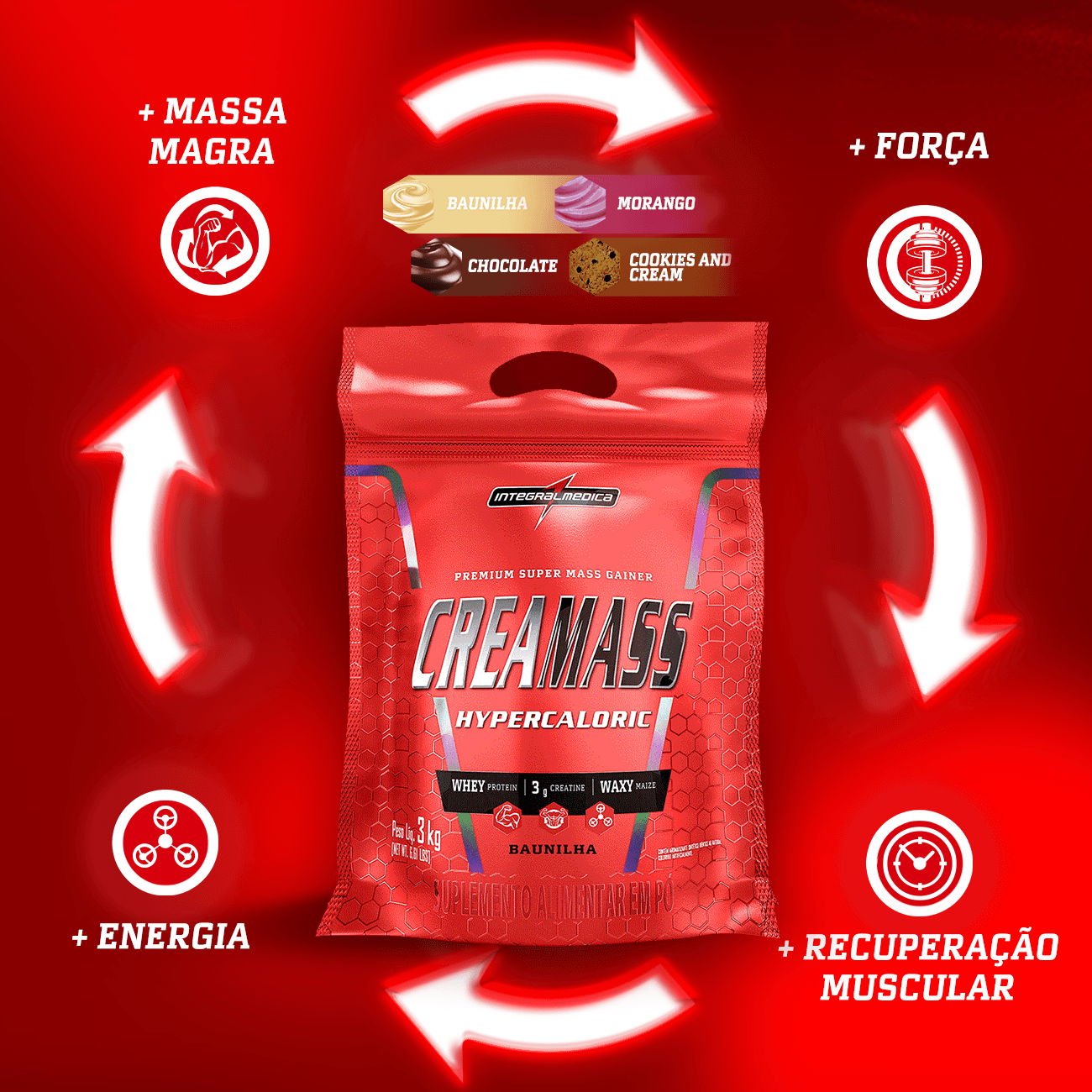 Creamass Hipercalorico com Creatina 3Kg