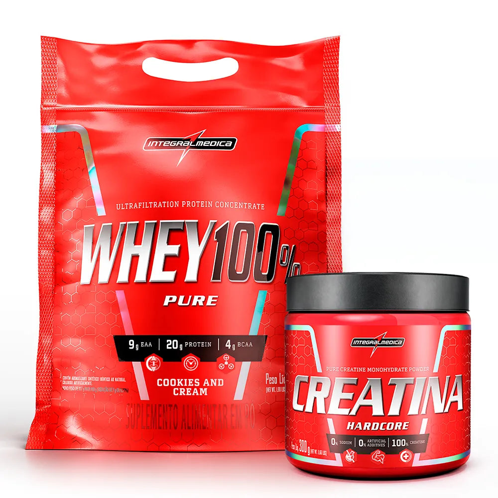 Kit Whey 100% 900g Pouch Cookies + Creatina 300g