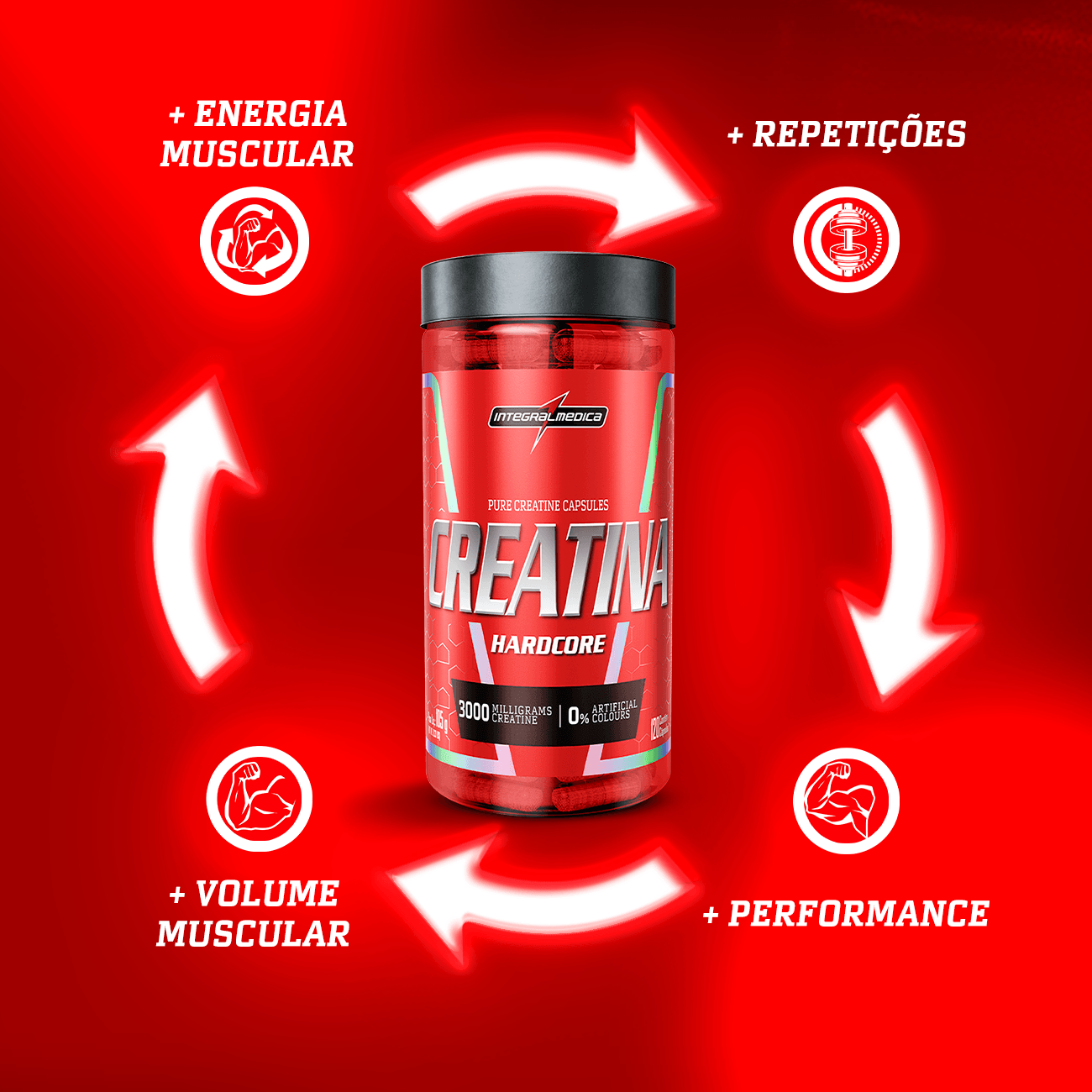 Creatina 100% Pura 120 Cápsulas