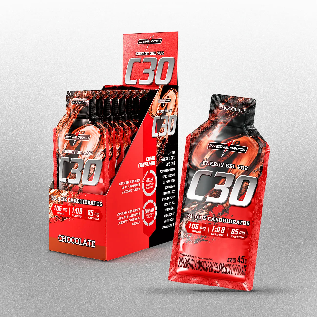 Energy Gel VO2 C30 com cafeína - 10 Unidades